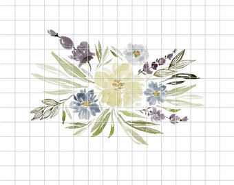 Floral Sublimation png, Purple Bouquet, Floral png, Flower Transfer Digital Download, Waterslide Clip Art, Watercolor