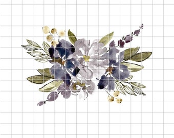 Floral Sublimation png, Purple Bouquet png, Flower Transfer Digital Download, Waterslide Clip Art, Watercolor