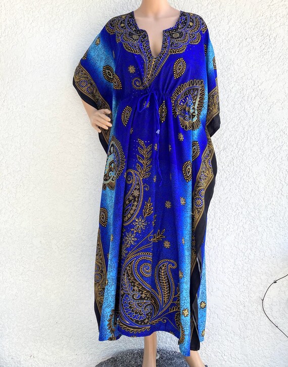 Vintage Mehndi Kaftan w Adjustable High Waist Tie… - image 9