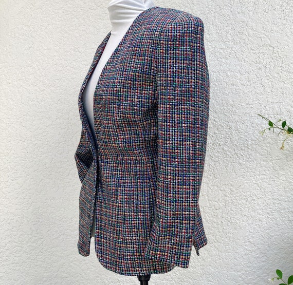 Vintage 80s Tweed Blazer S/M by Liz Claiborne w R… - image 4