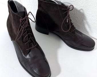 Vintage Pappagallo Stiefeletten (Lockheed Gr. 9,5 M) Braun, Viktorianisch, Prairiecore