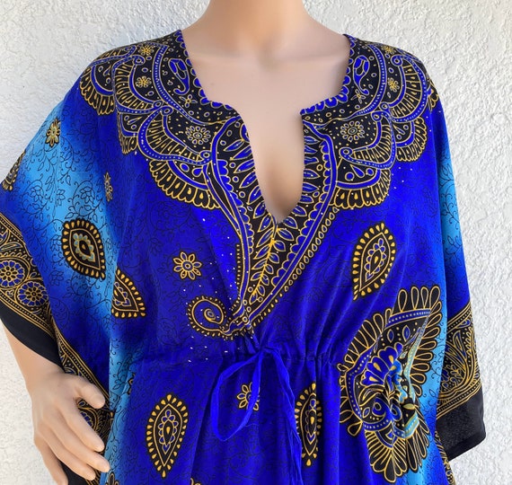 Vintage Mehndi Kaftan w Adjustable High Waist Tie… - image 3