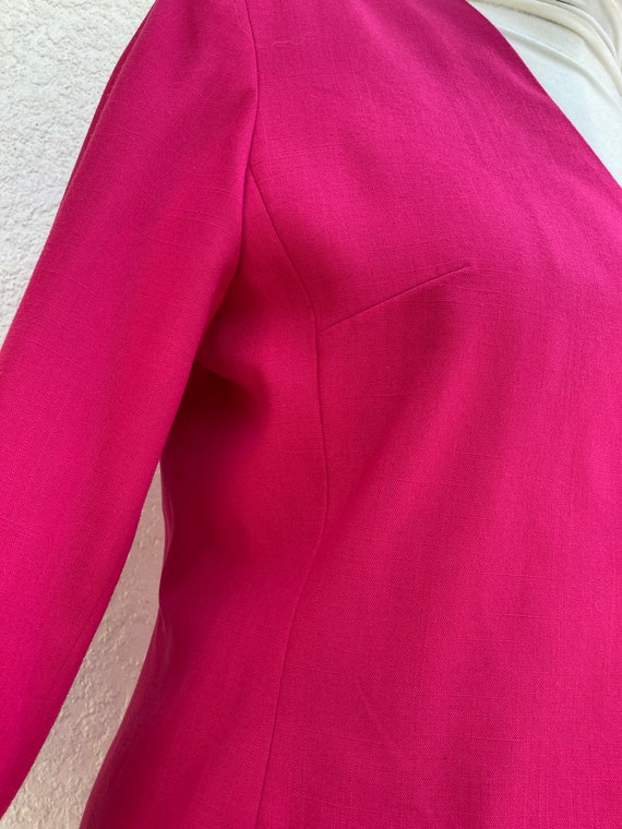 Vintage 80s Hot Pink Linen Blazer M/L by Oleg Cas… - image 7