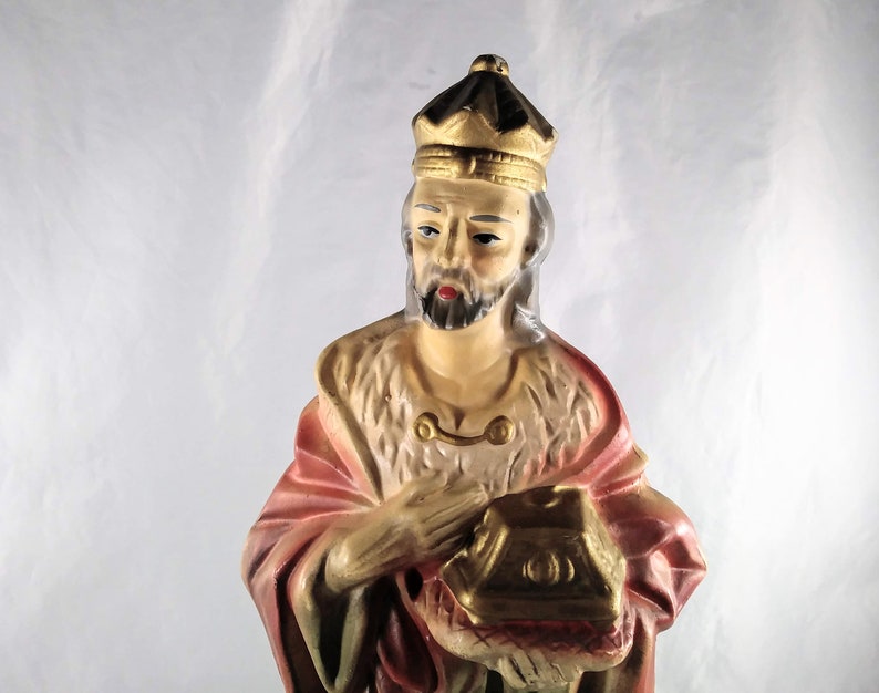 Magi Wise Man Saint Melchior Figurine Chalkware Religious Statuary Nativity Scene Statue Christmas Wise Men King of Persia Parma Japan