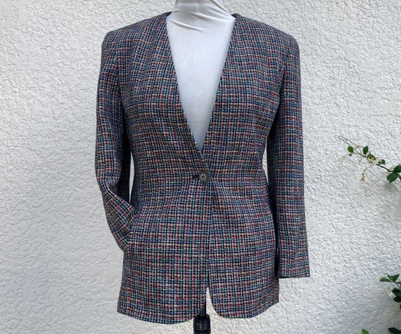 Vintage 80s Tweed Blazer S/M by Liz Claiborne w R… - image 1