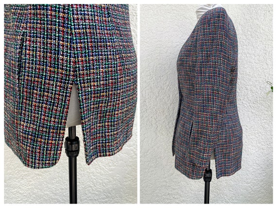 Vintage 80s Tweed Blazer S/M by Liz Claiborne w R… - image 5