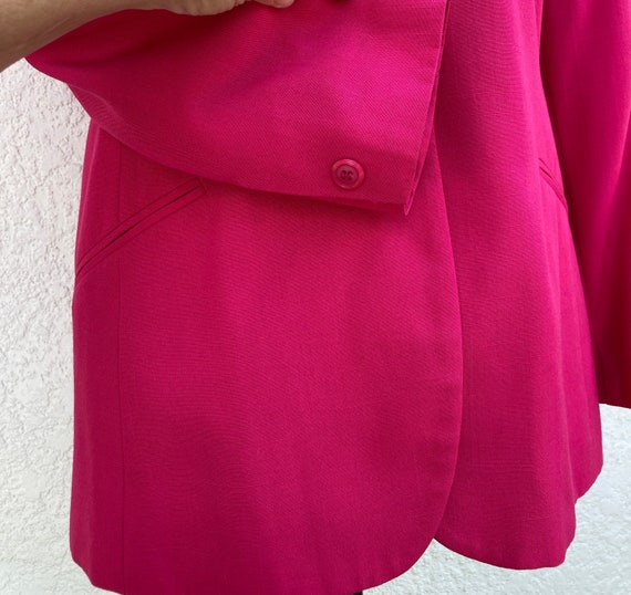 Vintage 80s Hot Pink Linen Blazer M/L by Oleg Cas… - image 8