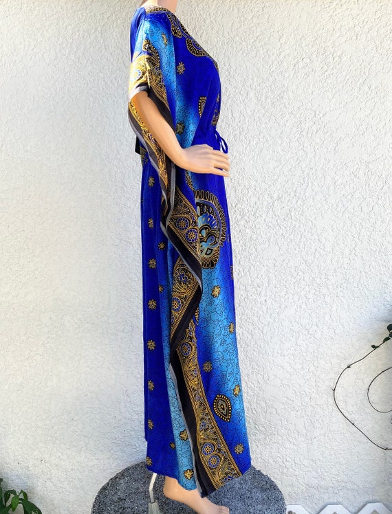 Vintage Mehndi Kaftan w Adjustable High Waist Tie… - image 4