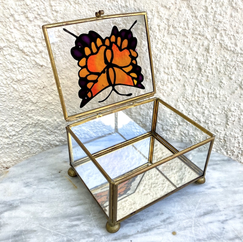 70s Butterfly Jewelry Box Made in Taiwan Fused Glass with Etsy