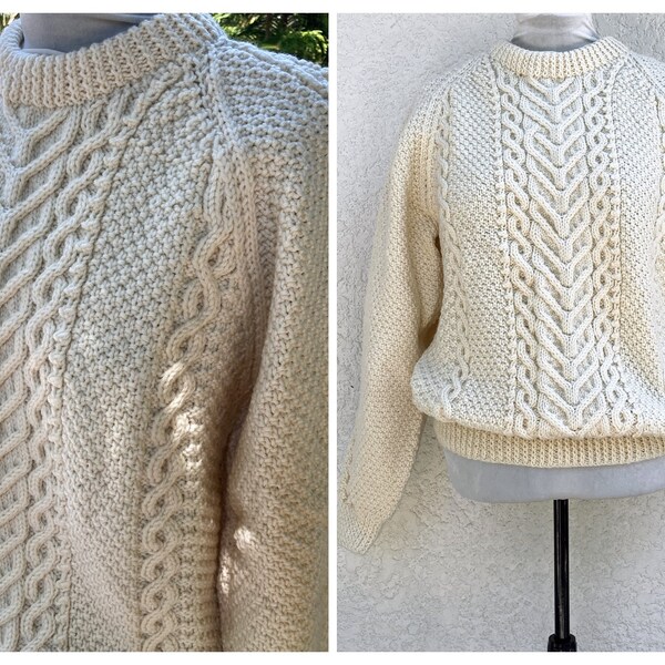 80'S Highland Home Industries Fisherman Aran Knit Sweater Women's M Size Vintage /eaa510316