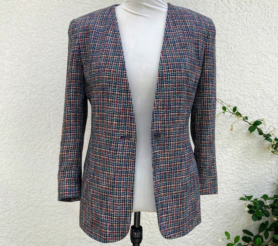 Vintage 80s Tweed Blazer S/M by Liz Claiborne w R… - image 8