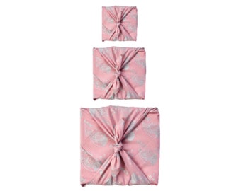 Furoshiki 3er Set, Brautjungfer Geschenkverpackungen, Furoshiki Bundle, Geschenkverpackung, Junggesellinnenabschied Geschenkverpackung, Brautparty Geschenkverpackung, Blush Wale