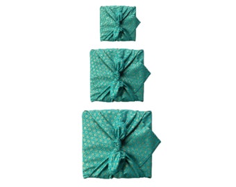 Furoshiki Set Of 3, Furoshiki Gift Wraps, Furoshiki Bundle, Eco Wrapping Paper, Wrapping Cloth, 3 Sizes Bojagi, Green gift wrap set spring