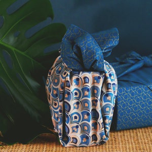 Reversibles Furoshiki Stoff-Geschenkverpackung Frühlings-Furoshiki-Geschenkpapier Art Deco & OCean Muttertagsgeschenk Bild 5