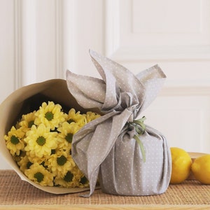 Zrównoważone opakowania prezentowe z tkaniny firmy FabRap – ekologiczne, wielokrotnego użytku Furoshiki, Zero-Waste, organiczne opakowanie prezentów na święta, pikniki i Muttertag