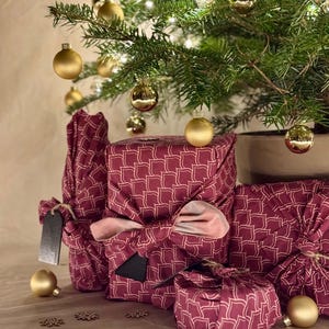 Furoshiki Zero Waste Gift Wrap – Stoff Geschenkverpackung für nachhaltige Geschenke - Burgundy einseitiges image 12