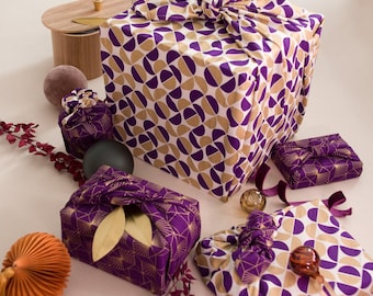Extra Large Reversible Furoshiki: Christmas Fabric Gift Wrap, Tablecloth, Picnic Blanket, Double Sided Furoshiki