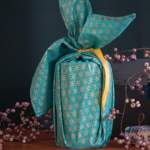 Papier d'emballage cadeau en tissu Furoshiki - Mini paquet de Noël 4 pièces multi-styles simple face, Weihnachten geschenkverpakung, Saint Valentin