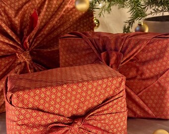 Organic Cotton Reusable Gift Wrap Set, Four Sizes, Diwali