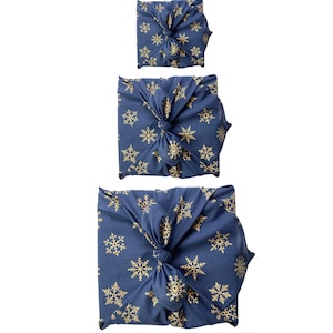 Christmas Furoshiki, Snowflakes Furoshiki, Blue Wrapping Cloth, Fabric Gift Wrap, Reusable Gift Wrap, Japanese Furoshiki, Bojagi Wrapping 3 Pack All Sizes