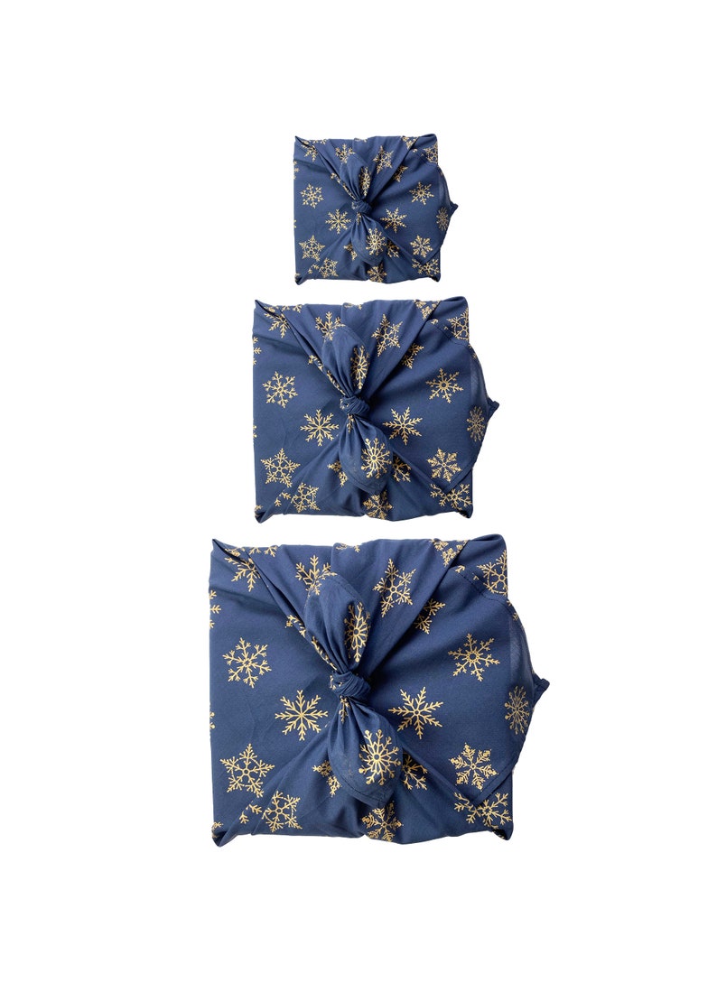 Christmas Furoshiki, Snowflakes Furoshiki, Blue Wrapping Cloth, Fabric Gift Wrap, Reusable Gift Wrap, Japanese Furoshiki, Bojagi Wrapping 3 Pack All Sizes