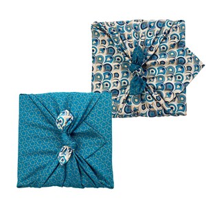 Fabric Gift Wrapping/Eco gift wrap/Furoshiki/3 Pack FabRap Muttertagsgeschenk Reversible Nachaltig Geschenkverpakung aus stoff image 3