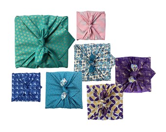 Herbruikbare stoffen wrap ~ Furoshiki set van 5 stuks ~ kerstverpakking - het hele jaar door set, Muttertagsgeschenk