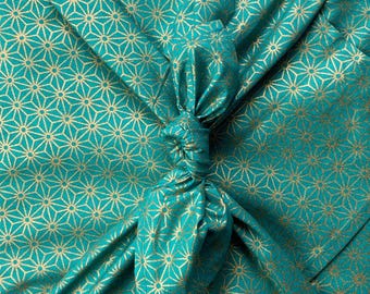 Jade Green Furoshiki Fabric Gift Wrap: Organic Cotton with Gold Stars, Christmas Wrap