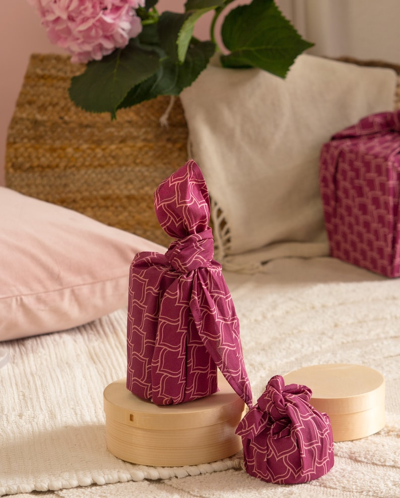 furoshiki fabric gift wrap - fabrap style maroon ogives