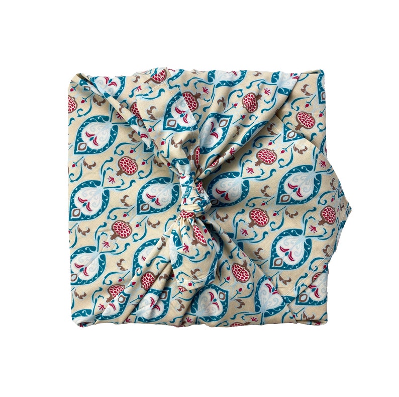 Furoshiki reusable fabric wrapping fabric gift wrapping Reusable Spring Gift Wrap FabRap Teal, Muttertagsgeschenk image 3