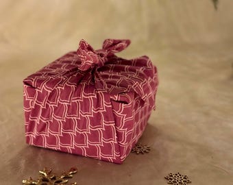 Furoshiki Zero Waste Gift Wrap – Stoff Geschenkverpackung für nachhaltige Geschenke - Burgundy einseitiges