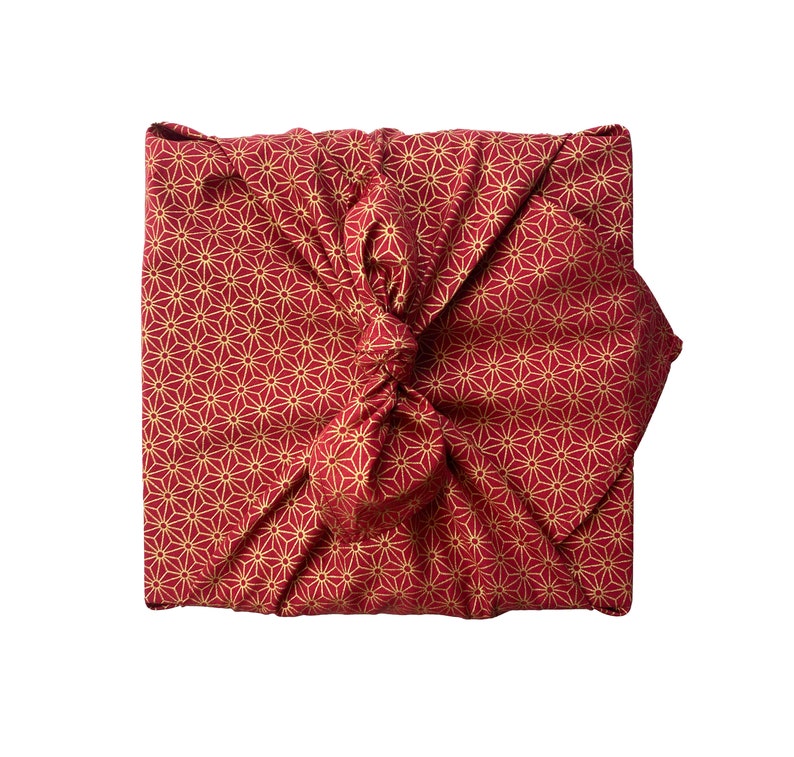 Eid Geschenkverpackung Furoshiki Wrapping Cloth Geschenkverpackung aus Stoff Rubin und Gold Bild 2