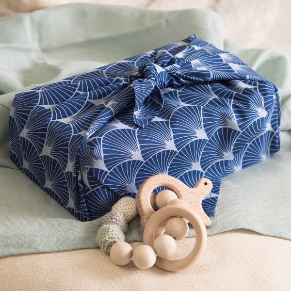 Furoshiki-Geschenkpapier, Frühlings-Geschenkpapier, indigoblaue Geschenkverpackung, Geschenkpapier, Stoff-Geschenkpapier, wiederverwendbares Geschenkpapier, Muttertag