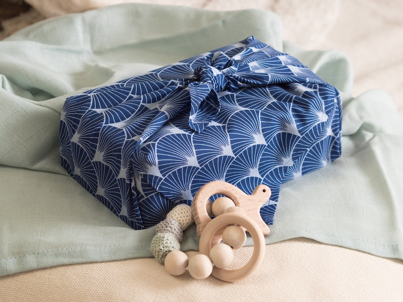 Furoshiki Wrapping Cloth, Spring Gift Wrapping Paper, Indigo Blue Gift Wrapping, Gift Wrap, Fabric Gift Wrap, Reusable Gift Wrap, Muttertag image 1