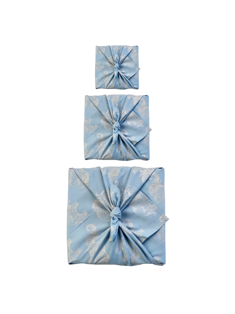 Blue Furoshiki Wrapping Cloth Easter Gift Wrap Reusable Fabric Gift Wrap FabRap Muttertagsgeschenk 3 Pack (S, M, L)