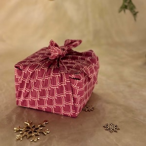 Burgundy Furoshiki Fabric Gift Wrap: Reusable Organic Cotton