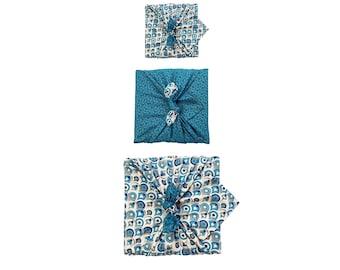 Paquete Furoshiki, conjunto de 3 Furoshiki, tela de envoltura, papel de envoltura ecológico Furoshiki de doble cara, envoltura de regalo de tela, muttertagsgeschenk