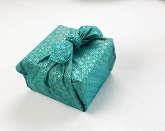 Eco-friendly furoshiki fabric wrapping, Spring fabric wrapping, reusable fabric gift wrap - Jade