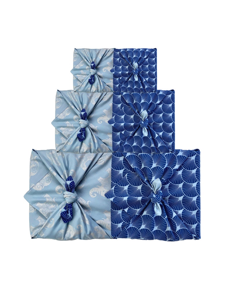 Easter Gift Wrap, 9 Pieces Of Furoshiki, Wrapping Cloth, Blue Furoshiki, Reusable Wrapping, Fabric Gift Wrap, Muttertagsgeschenk image 4