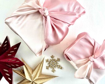 Silk Furoshiki Gift Wrap: Strawberry Shortcake Reusable Fabric, Silk Scarf