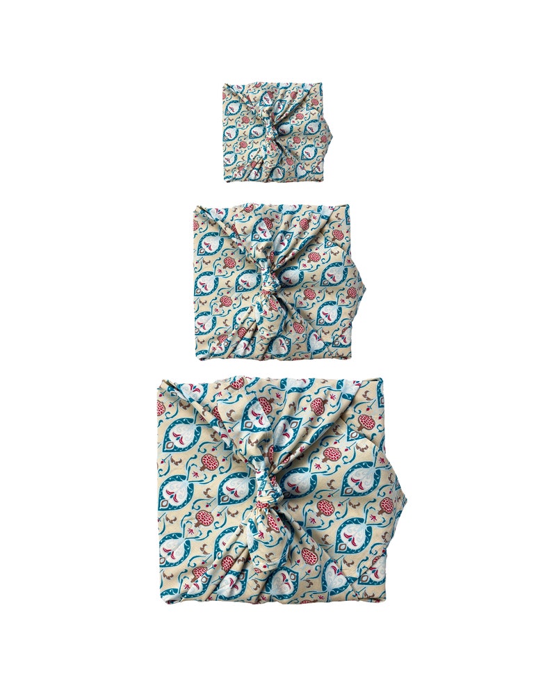 Furoshiki reusable fabric wrapping fabric gift wrapping Reusable Spring Gift Wrap FabRap Teal, Muttertagsgeschenk image 5