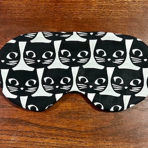 Oversized Sleep Mask for Unisex/Cotton Sleep Mask /Cat Sleep Mask/ Travel Accessory/ Black white Sleep Mask/Sleep Eyes Mask