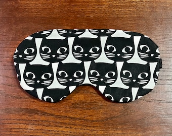 Oversized Sleep Mask for Unisex/Cotton Sleep Mask /Cat Sleep Mask/ Travel Accessory/ Black white Sleep Mask/Sleep Eyes Mask