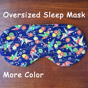 Oversized Sleep Mask for Women, Japanese Kimono Sleep Mask, Soft Cotton Eye Mask,Travel Accessory,Japanese Soft Cotton Crane Print