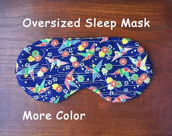 Oversized Sleep Mask for Women, Japanese Kimono Sleep Mask, Soft Cotton Eye Mask,Travel Accessory,Japanese Soft Cotton Crane Print