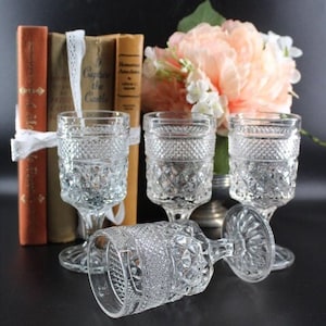 Vintage Anchor Hocking Wexford Claret Wine Goblets (Set Of 4)/Farmhouse/Cottagecore