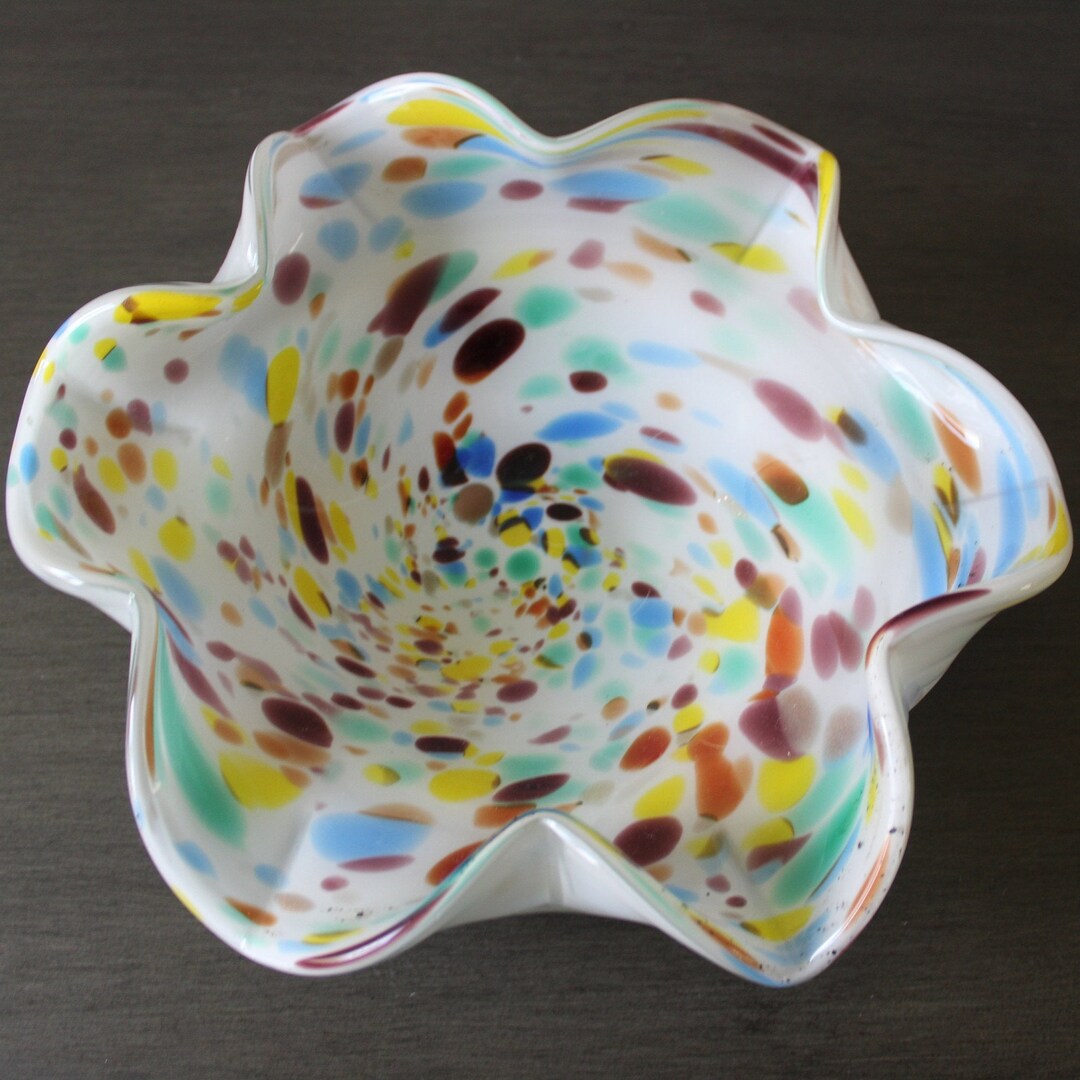 Vintage Murano Confetti Glass Art Dish/ 1950's Fratelli Etsy