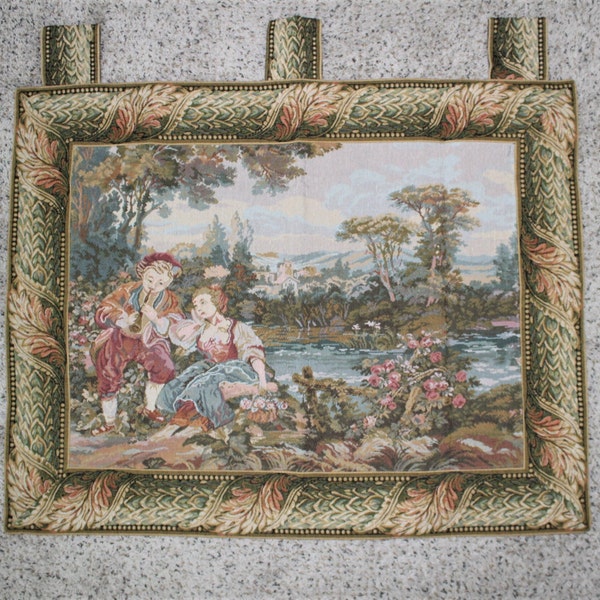 Vintage French Parisian Tapestry/Vintage French Wall Hanging/Hollywood Regency/Parisian Decor/Seagull Tapestry