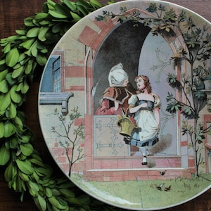 Antique Sarreguemines Plate 19th Century, Utzschneider Sarreguemines Made In Germany, Faience, Story Book Decor