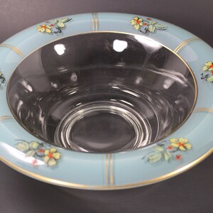Vintage Bartlett Collins Reverse Painted Glass Compote Bowl, 1940s Floral Decor